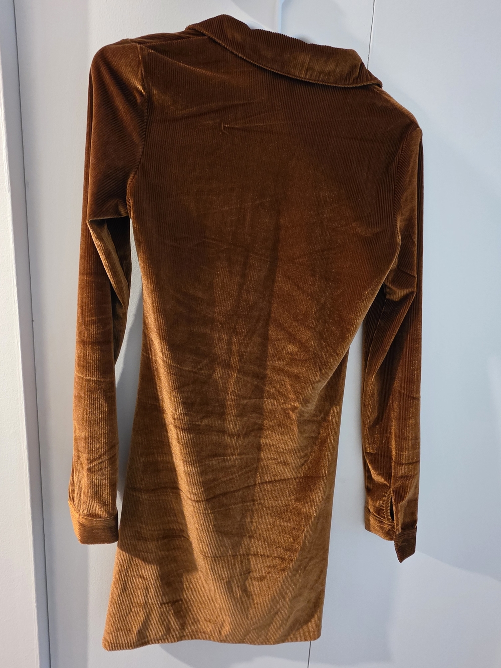 Symphony Rust Velvet Ruched Button-Front Mini Dress - Picture 3 of 4